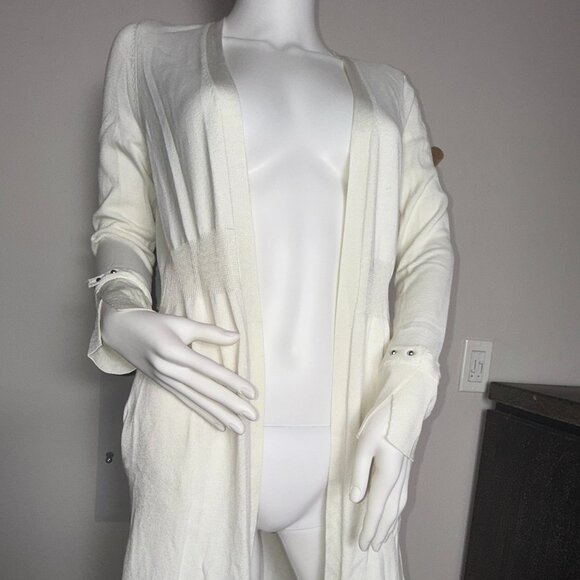 WHITE HOUSE BLACK MARKET Ivory Midi Coverup Sweater Duster Long Cardigan XS - Picture 1 of 6